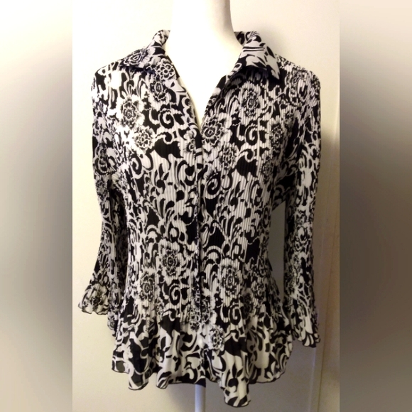 Covington Button Up Blouse Paisley Domino Floral Women's Size L - Picture 1 of 7